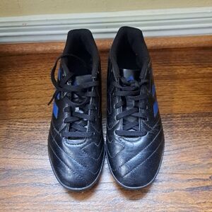 Adidas Black and Blue Stripe Soccer Cleats Size Youth 4.5